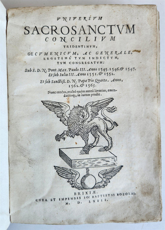 1563 SACRED UNIVERSE COUNCIL of TRENT antique VELLUM BINDING