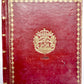 1855 dated COMPOSITION BOOK antique BINDING w/ GILT COAT OF ARMS