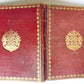 1855 dated COMPOSITION BOOK antique BINDING w/ GILT COAT OF ARMS