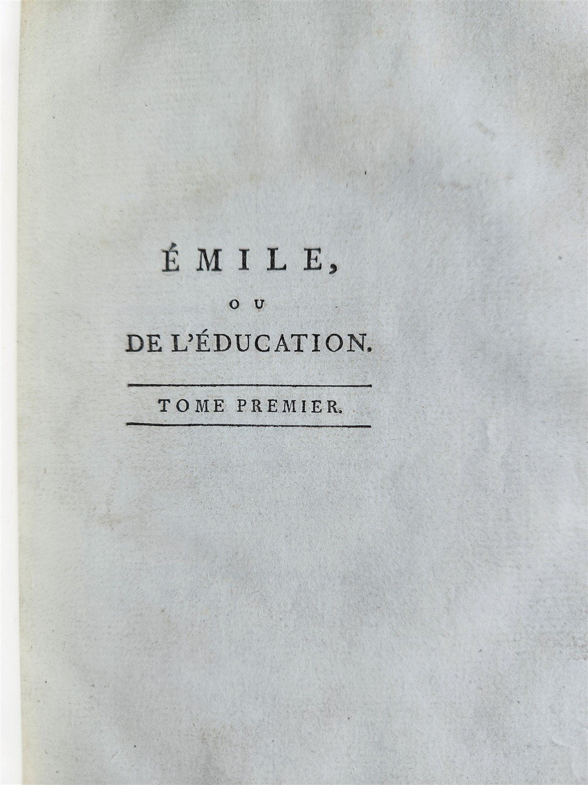 1781 ROUSSEAU antique SIGNED GILT-STAMPED MOROCCO BINDING Emile ou l'Education