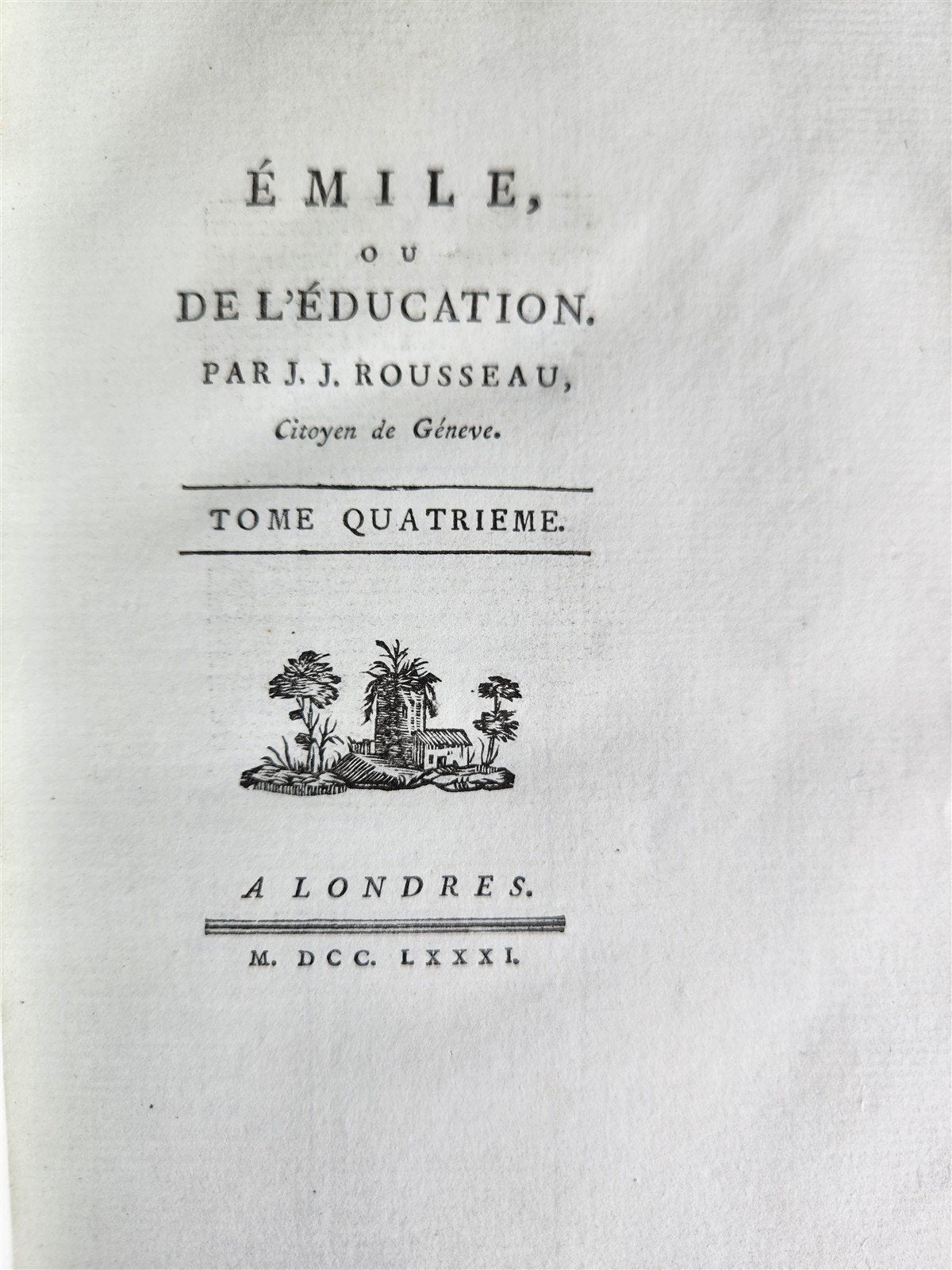 1781 ROUSSEAU Emile ou l'Education antique SIGNED GILT-STAMPED MOROCCO BINDING