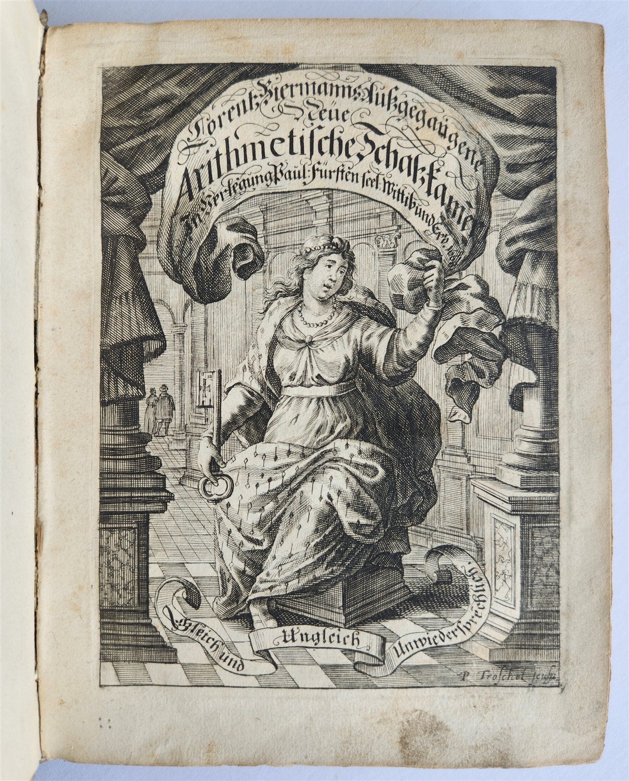 1668 ARITHMETIC HANDBOOK in GERMAN antique VELLUM BINDING