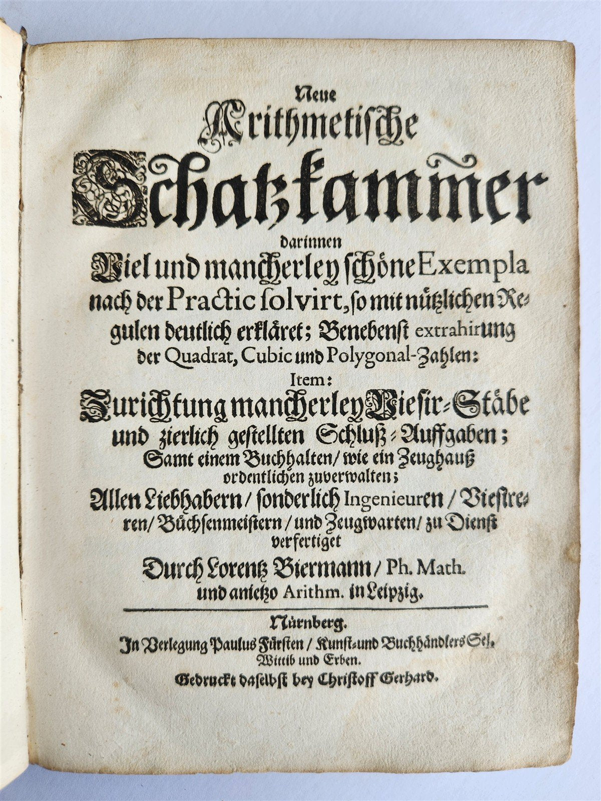 1668 ARITHMETIC HANDBOOK in GERMAN antique VELLUM BINDING