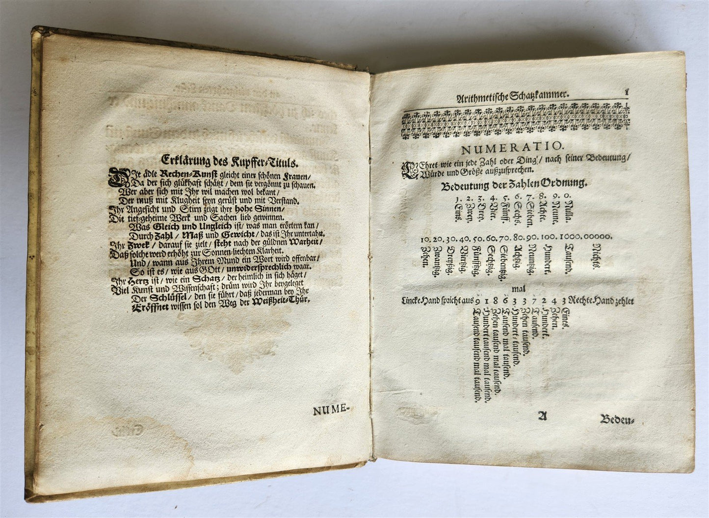1668 ARITHMETIC HANDBOOK in GERMAN antique VELLUM BINDING