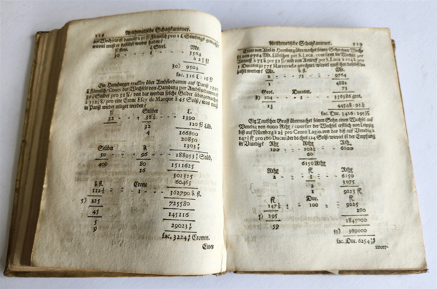 1668 ARITHMETIC HANDBOOK in GERMAN antique VELLUM BINDING