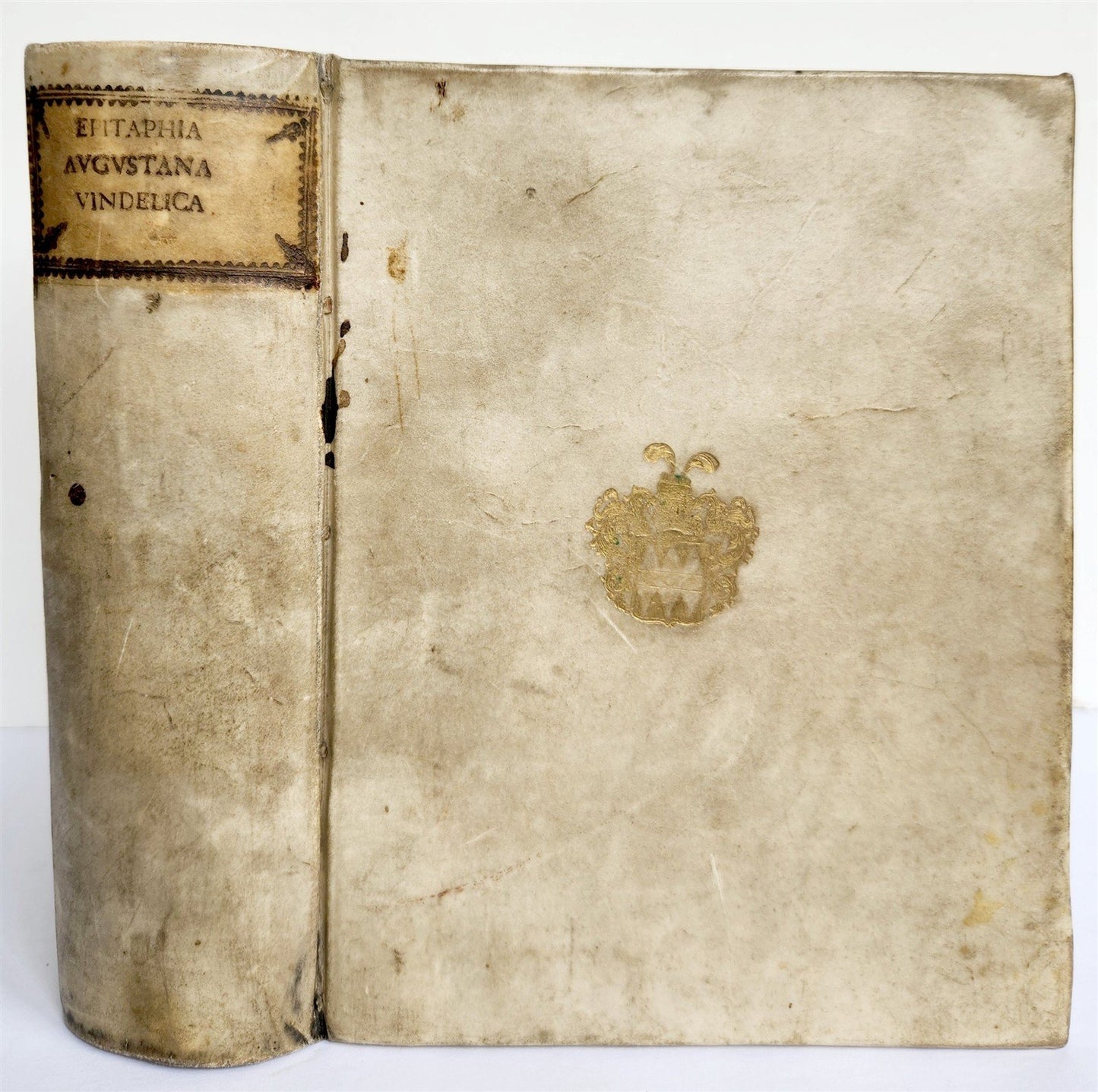 1624 FUNERAL INSCRIPTIONS - EPITAPHS in AUGSBURG GERMANY antique VELLUM BINDING