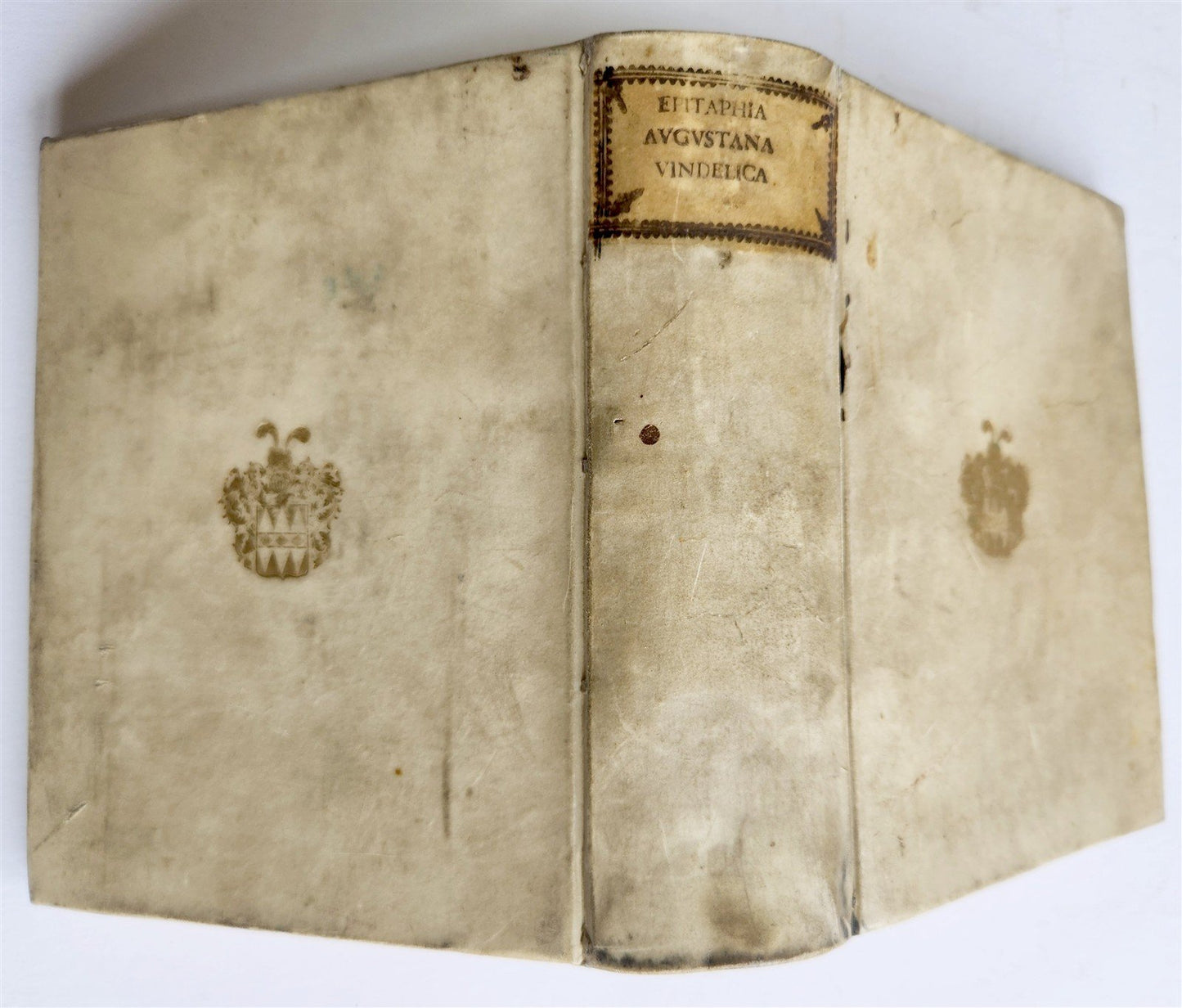 1624 FUNERAL INSCRIPTIONS - EPITAPHS in AUGSBURG GERMANY antique VELLUM BINDING