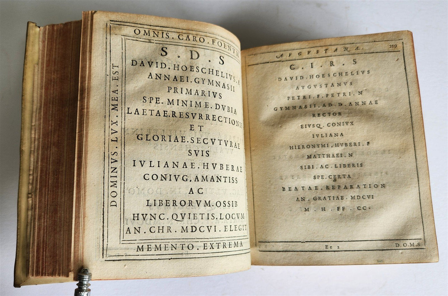 1624 FUNERAL INSCRIPTIONS - EPITAPHS in AUGSBURG GERMANY antique VELLUM BINDING
