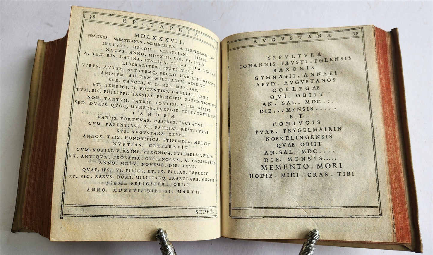 1624 FUNERAL INSCRIPTIONS - EPITAPHS in AUGSBURG GERMANY antique VELLUM BINDING