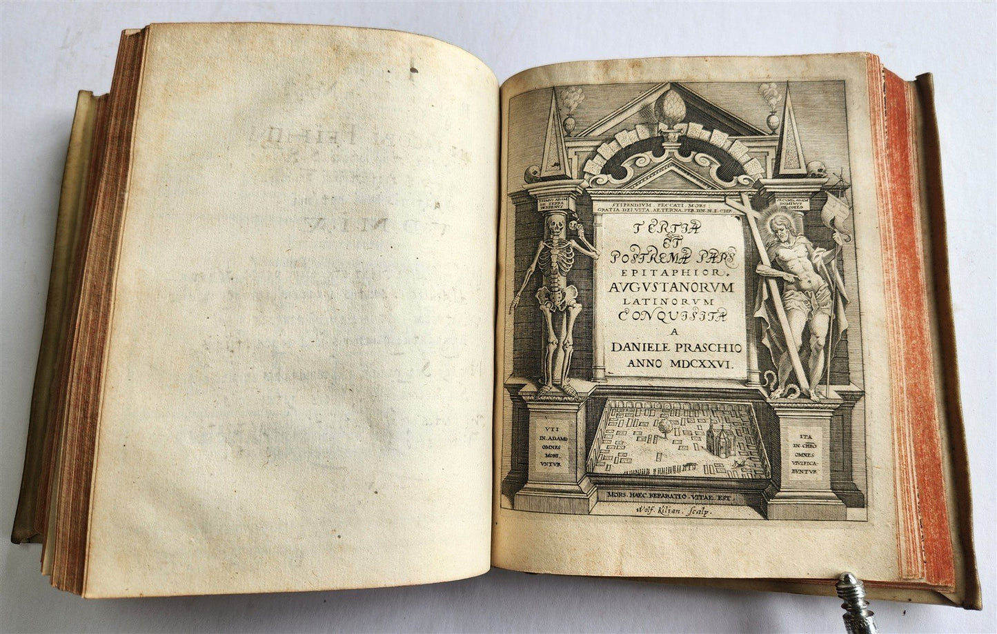 1624 FUNERAL INSCRIPTIONS - EPITAPHS in AUGSBURG GERMANY antique VELLUM BINDING