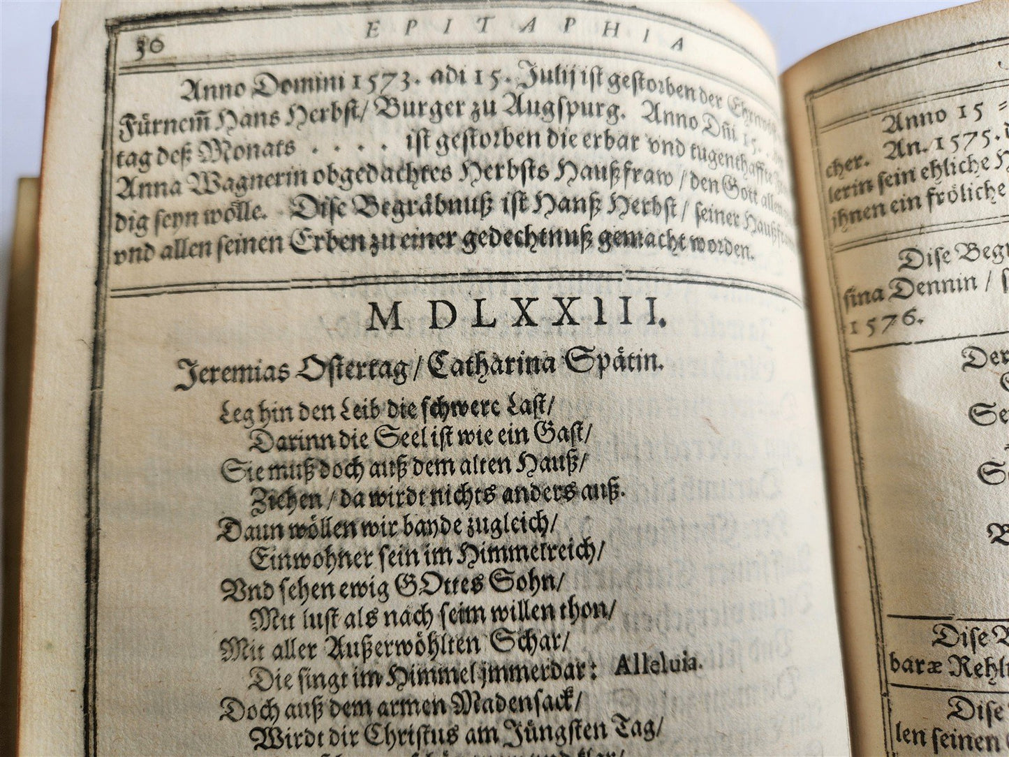 1624 FUNERAL INSCRIPTIONS - EPITAPHS in AUGSBURG GERMANY antique VELLUM BINDING