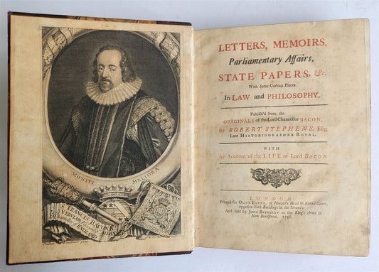 1736 LIFE of LORD BACON by Robert Stephens antique in ENGLISH