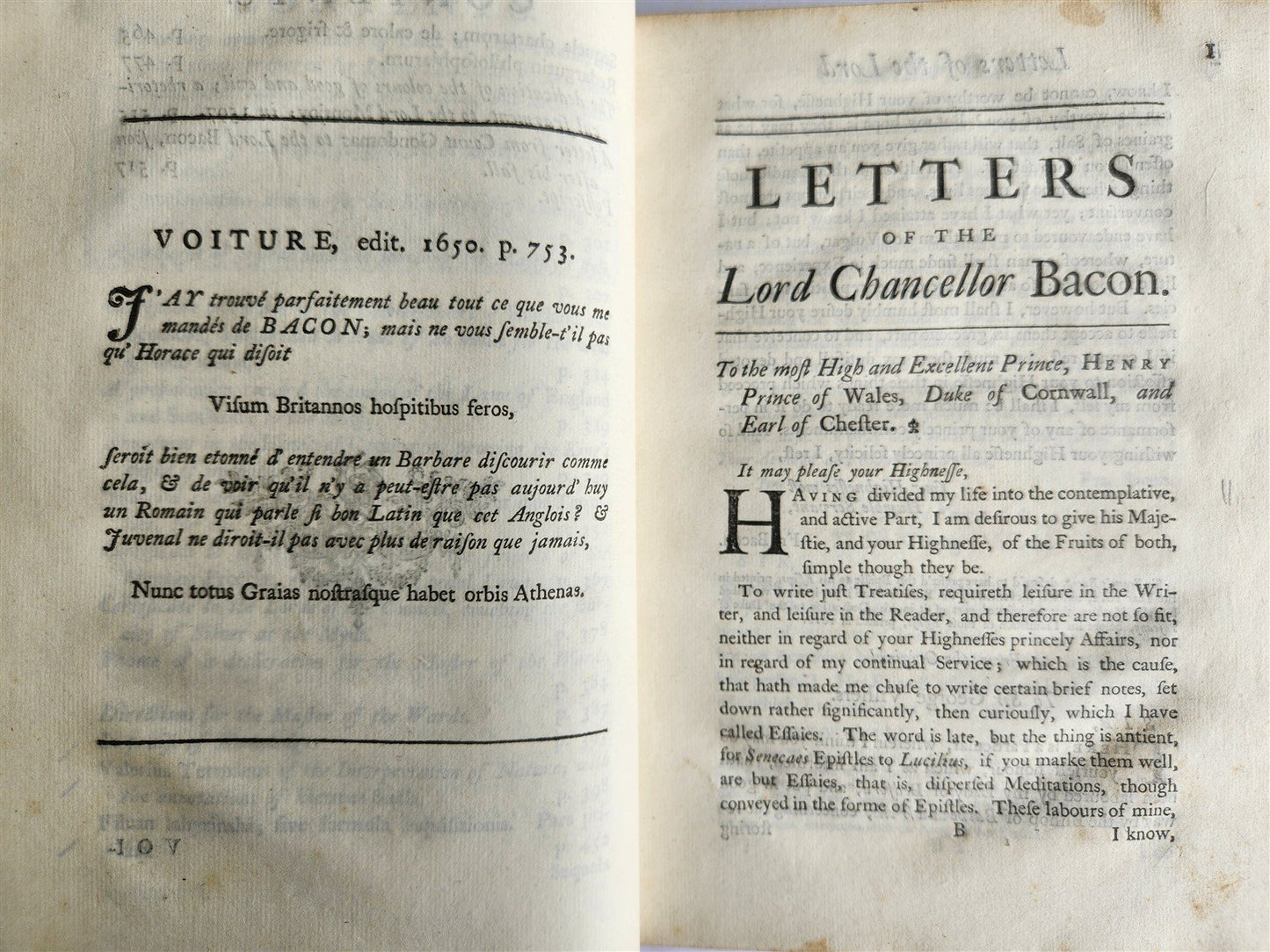 1736 LIFE of LORD BACON by Robert Stephens antique in ENGLISH