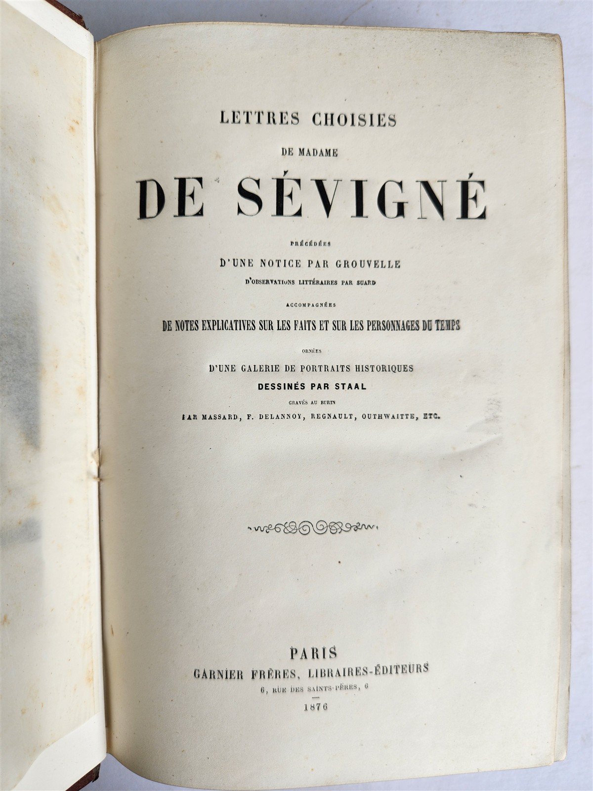 1876 Lettres choisies de madame DE SEVIGNE antique SIGNED BINDING illustrated