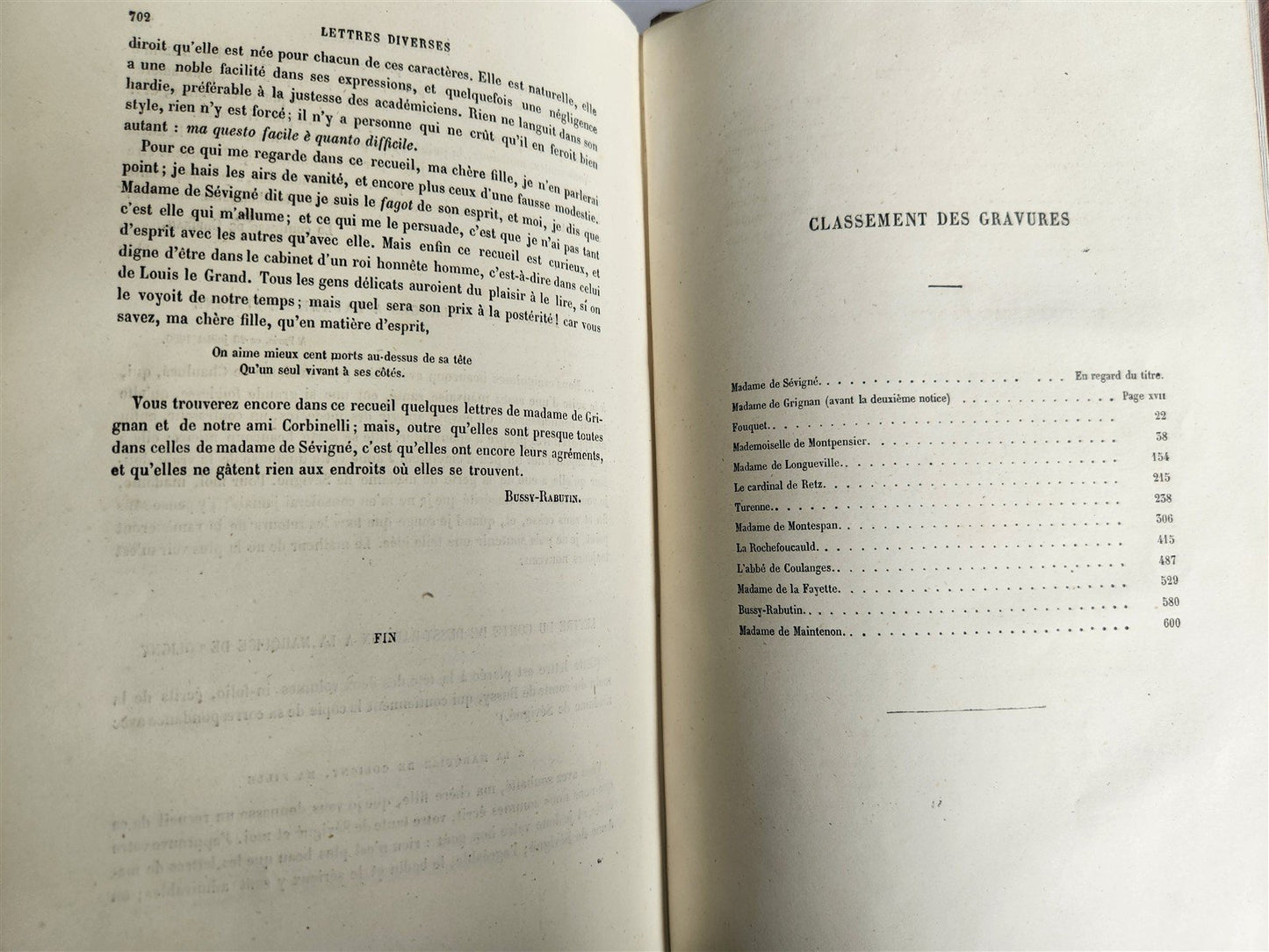 1876 Lettres choisies de madame DE SEVIGNE antique SIGNED BINDING illustrated
