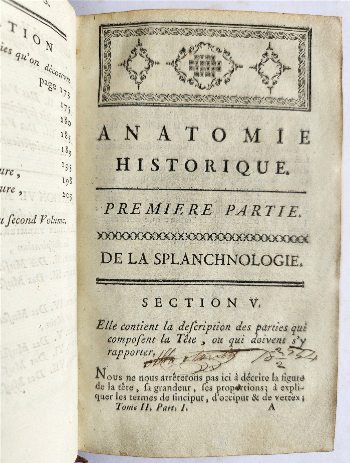 1777 ANATOMIE HISTORIQUE et PRATIQUE antique ILLUSTRATED
