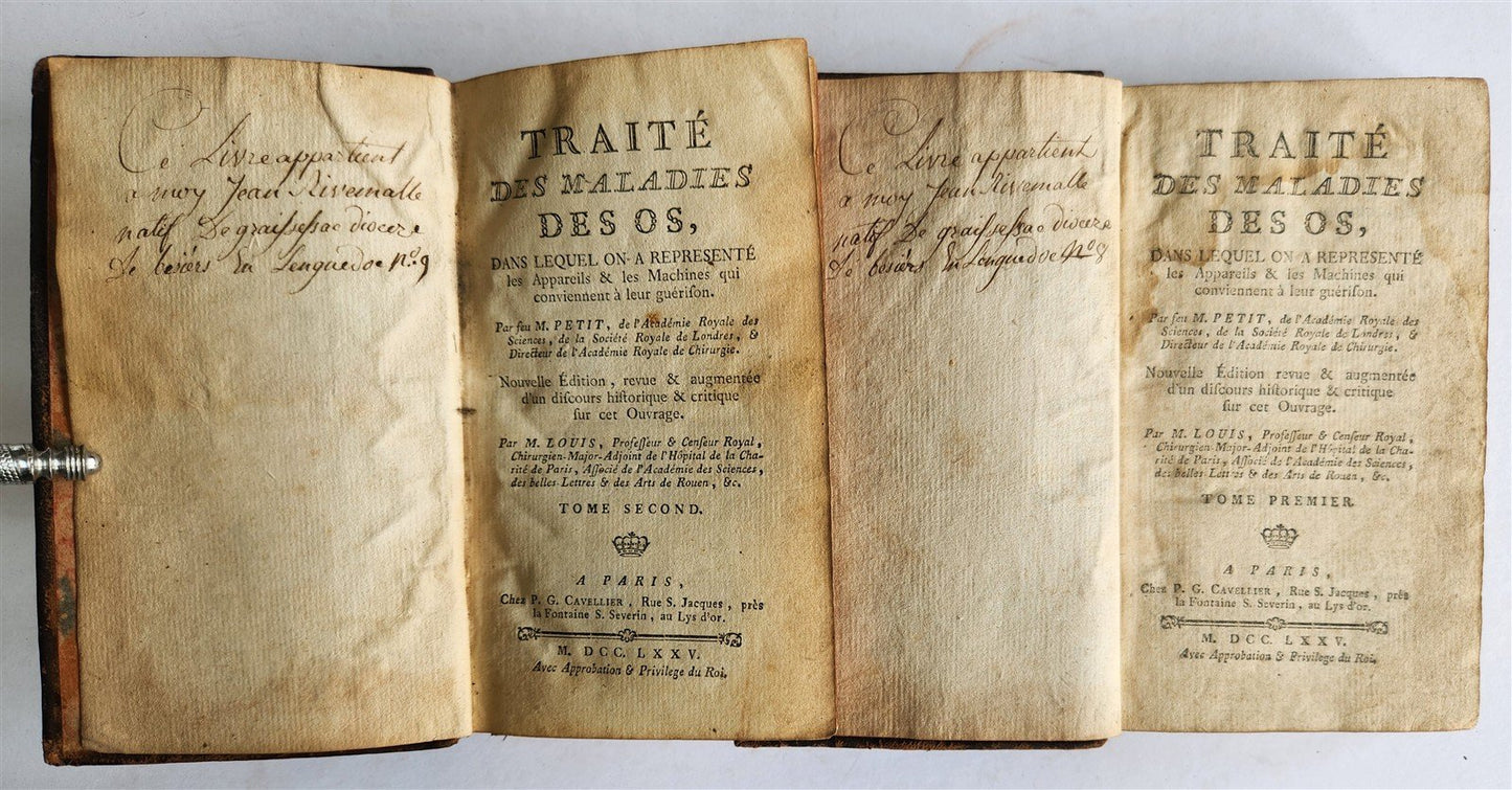 1775 Treatise on Diseases of Bones ILLUSTRATED MEDICAL DEVICES antique 2 VOLS