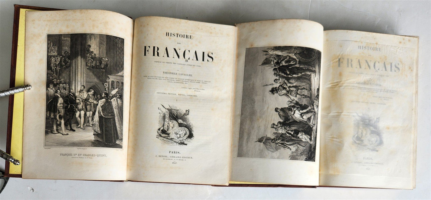 1847 ILLUSTRATED HISTORY of FRANCE by Lavallee 2 VOLUMES antique