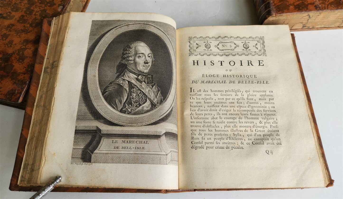 1777 ILLUSTRIOUS FRANCE or FRENCH PLUTARCH antique 3 volumes ILLUSTRATED