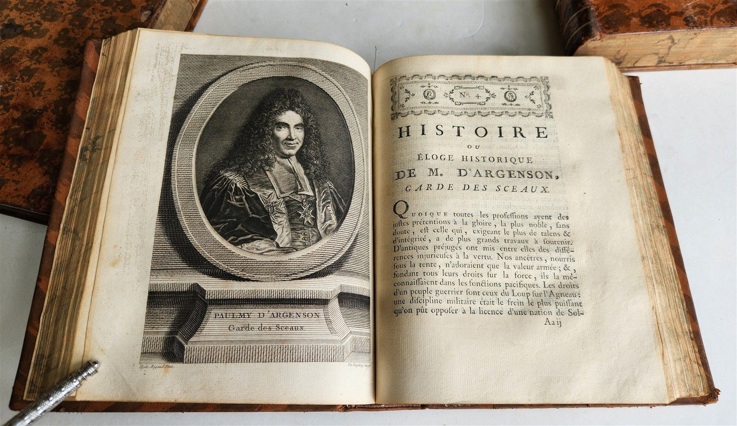 1777 ILLUSTRIOUS FRANCE or FRENCH PLUTARCH antique 3 volumes ILLUSTRATED