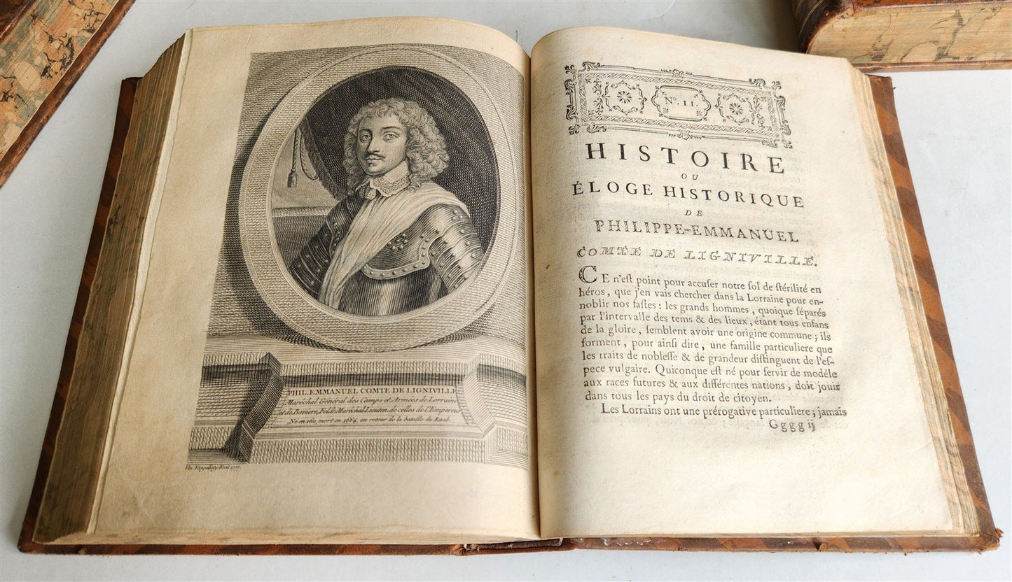 1777 ILLUSTRIOUS FRANCE or FRENCH PLUTARCH antique 3 volumes ILLUSTRATED