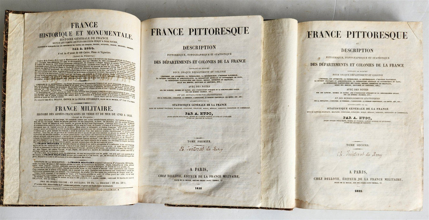 1835 PICTURESQUE FRANCE antique 2 volumes ILLUSTRATED France pittoresque