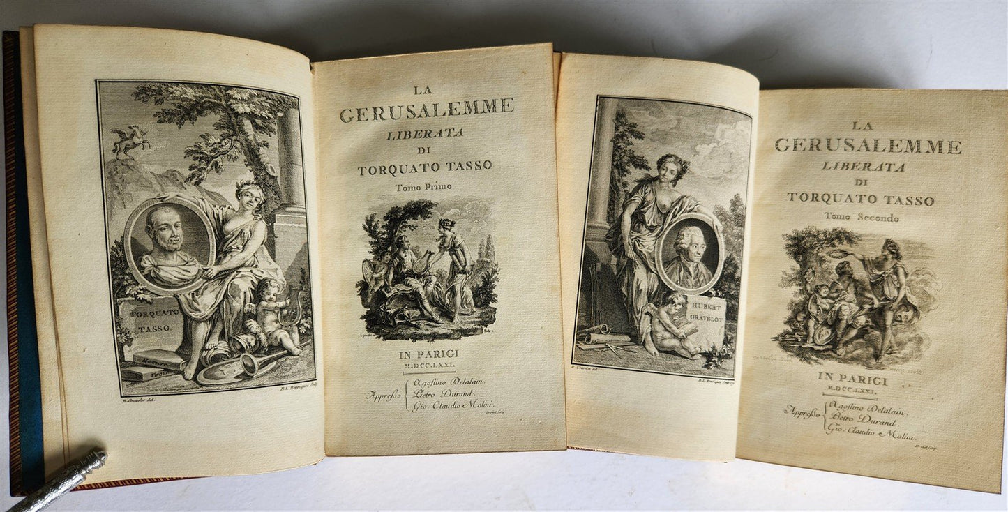 1771 La Gerusalemme liberata by Torquato Tasso antique 2 volumes ILLUSTRATED