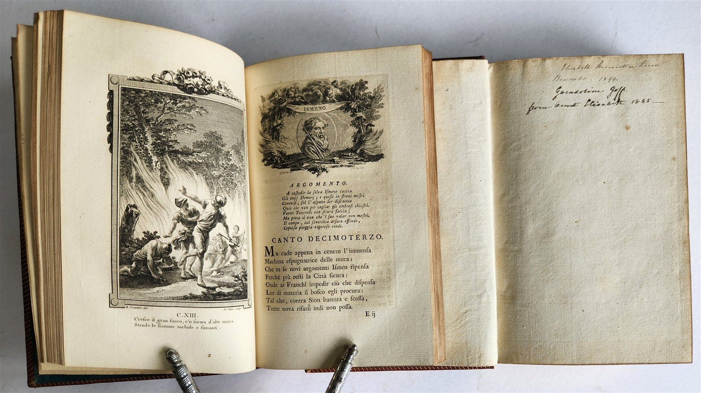 1771 La Gerusalemme liberata by Torquato Tasso antique 2 volumes ILLUSTRATED