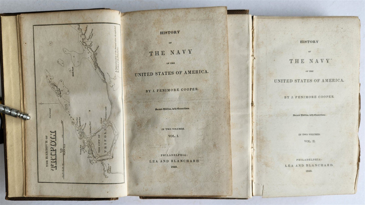 1840 History of Navy of United States of America by J.F.Cooper antique 2 volumes