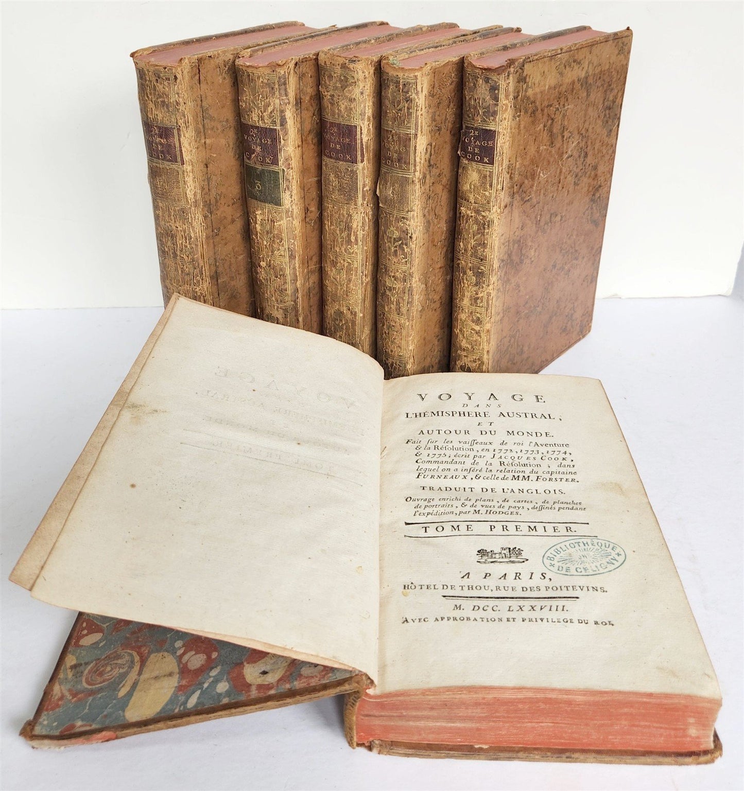1778 CAPTAIN COOK SECOND VOYAGE 6 VOLUMES antique in French