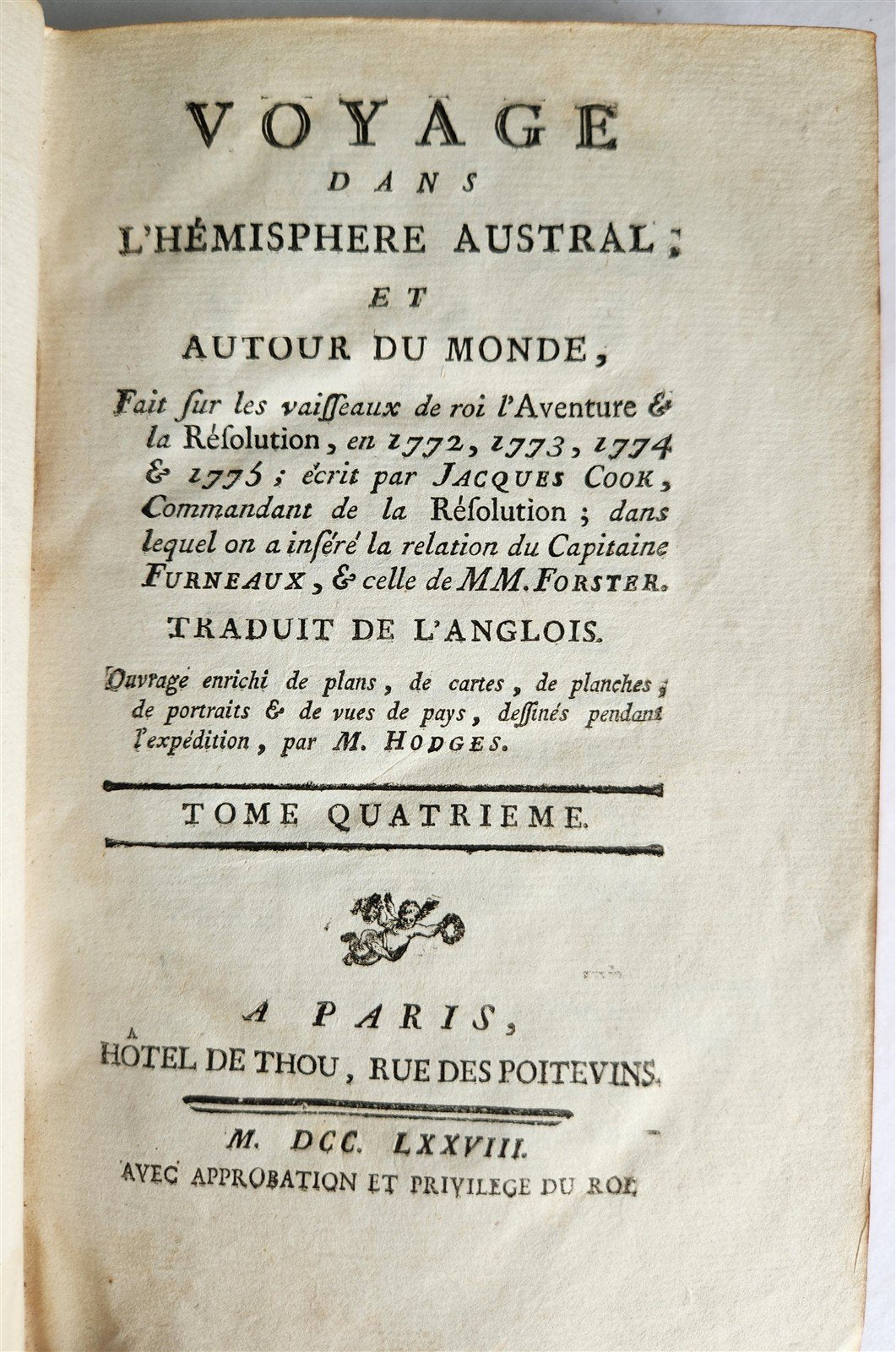 1778 CAPTAIN COOK SECOND VOYAGE 6 VOLUMES antique in French