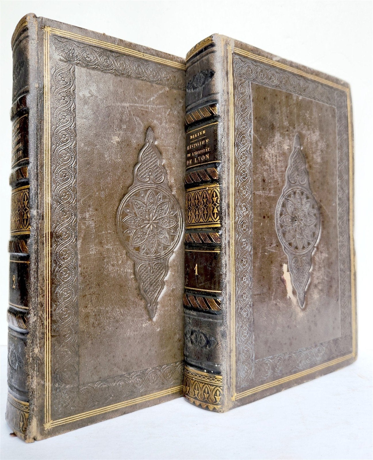 1830 History of General Hospital Grand Hotel-Dieu of Lyon 2 VOLS antique French