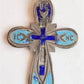 19th century RUSSIAN ORTHODOX SILVER ENAMEL icon NECK CROSS antique