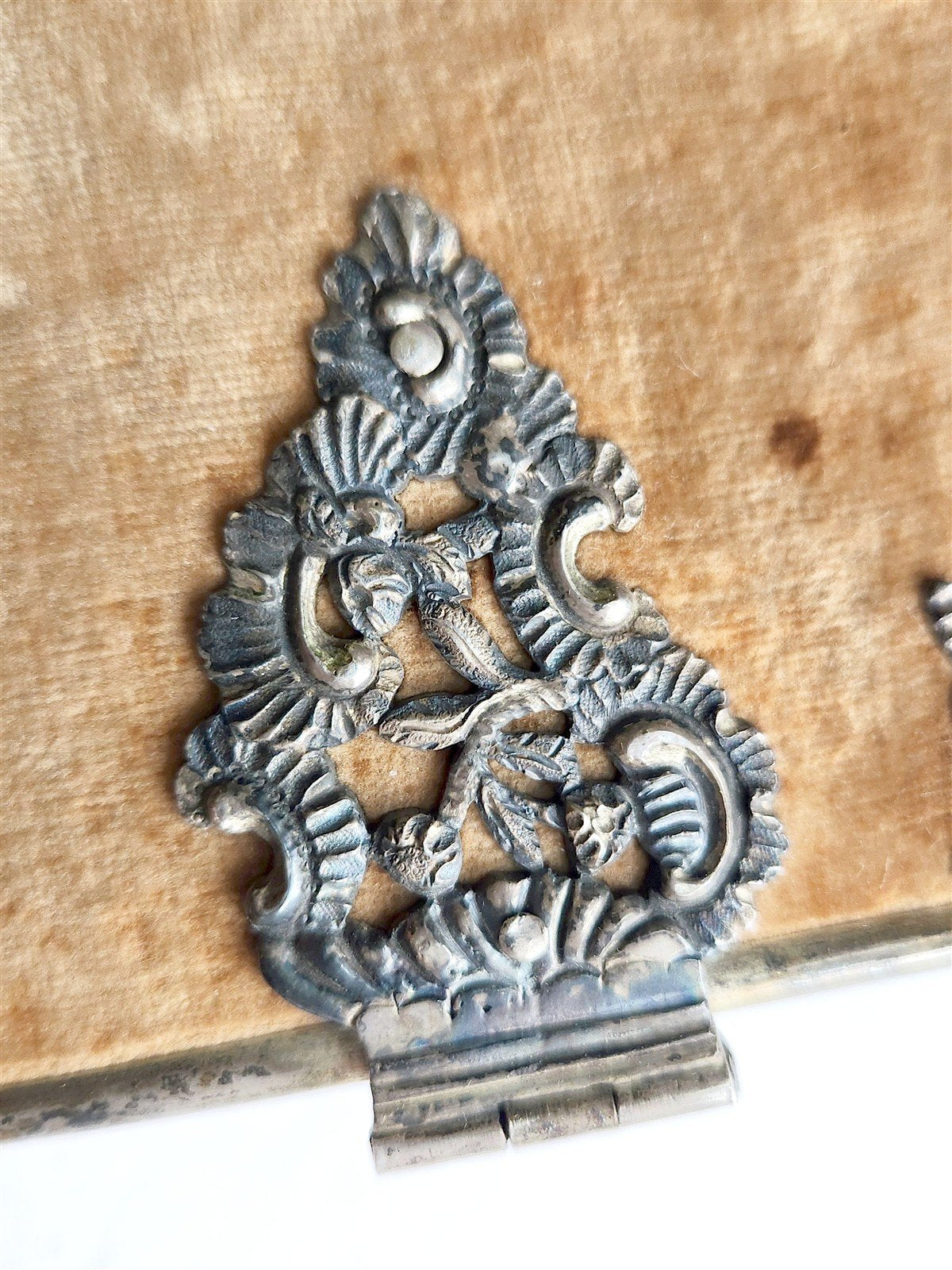 1857 GERMAN HYMNAL VELVET BINDING w/ BEAUTIFUL SILVER FITTINGS & CLASPS antique