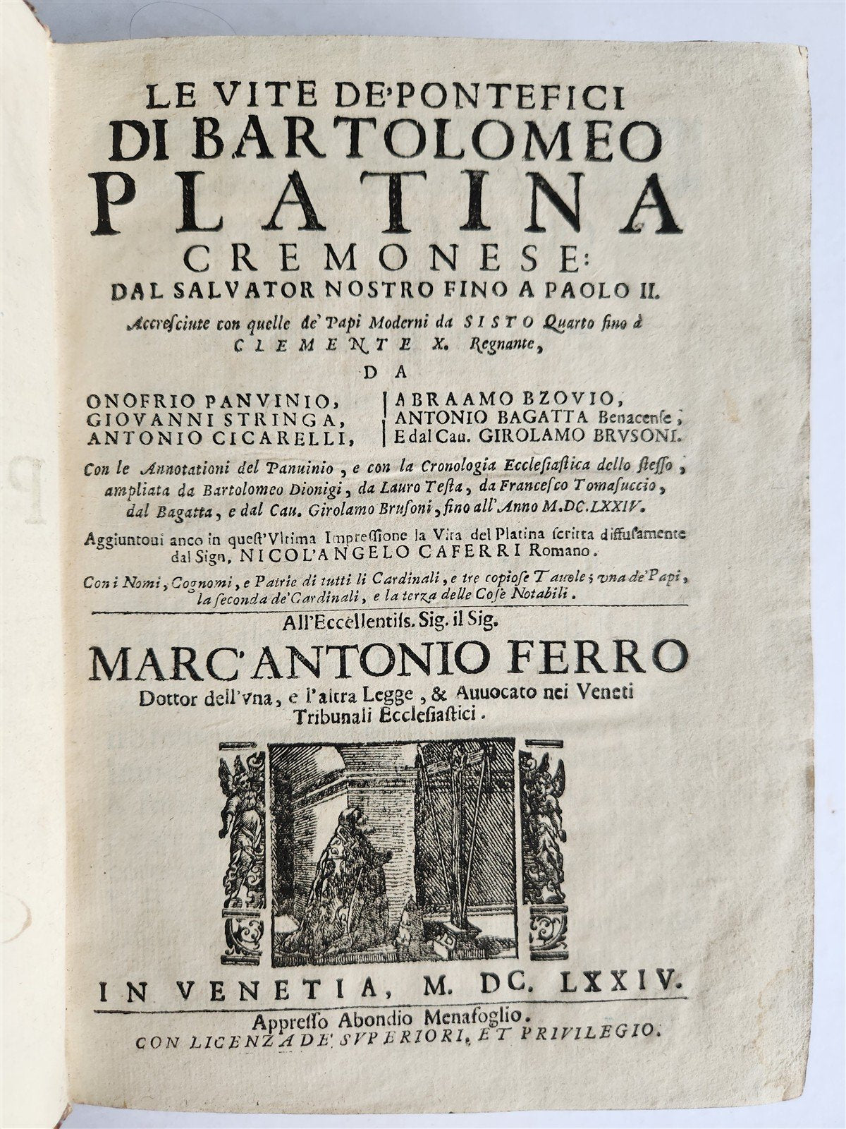 1674 LIVES of POPES antique ILLUSTRATED in ITALIAN