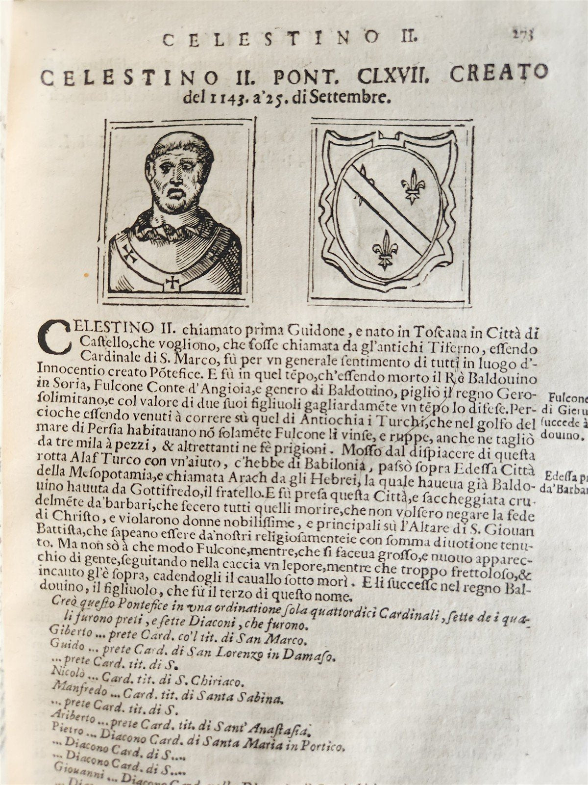 1674 LIVES of POPES antique ILLUSTRATED in ITALIAN