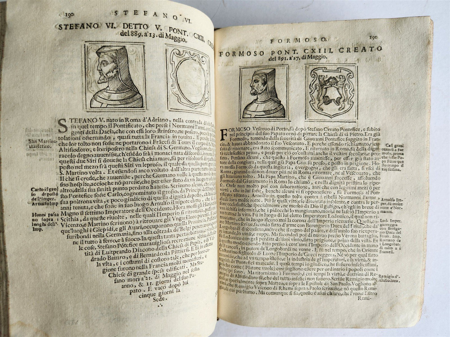 1674 LIVES of POPES antique ILLUSTRATED in ITALIAN