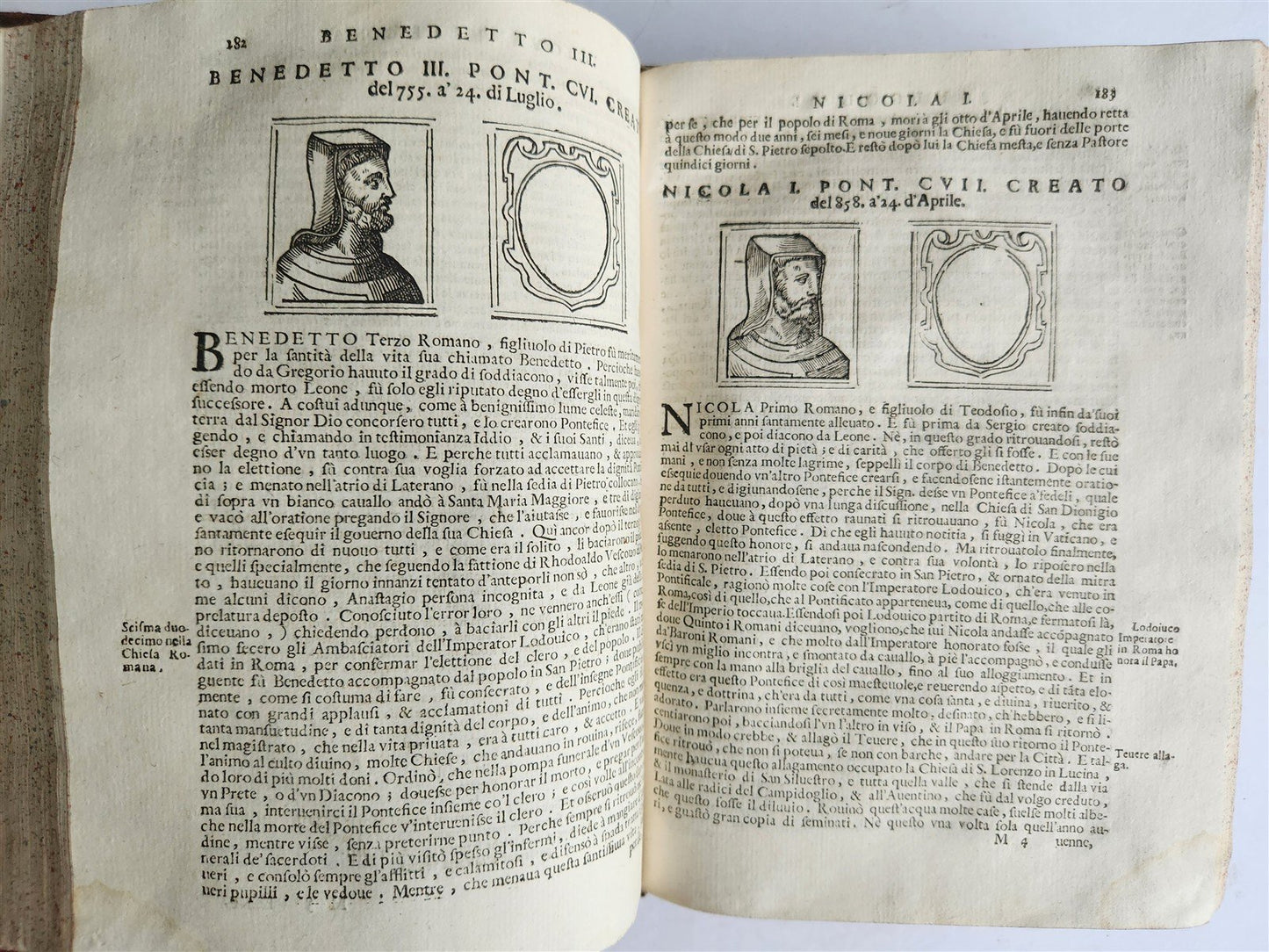 1674 LIVES of POPES antique ILLUSTRATED in ITALIAN