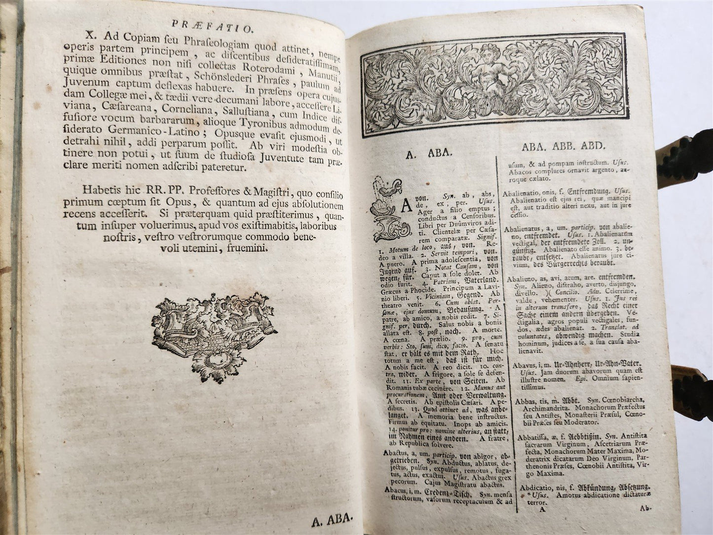 1756 ETYMOLOGICAL LATIN DICTIONARY antique PIGSKIN BINDING w/ CLASPS