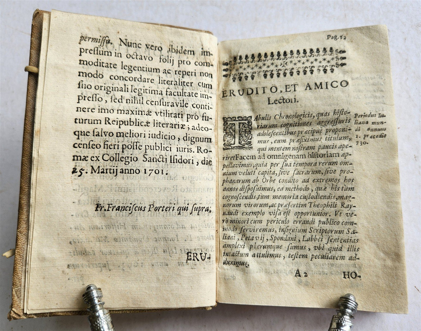 1701 FAX CHRONOLOGICA ad OMNIGENAM HISTORIAM antique VELLUM BINDING