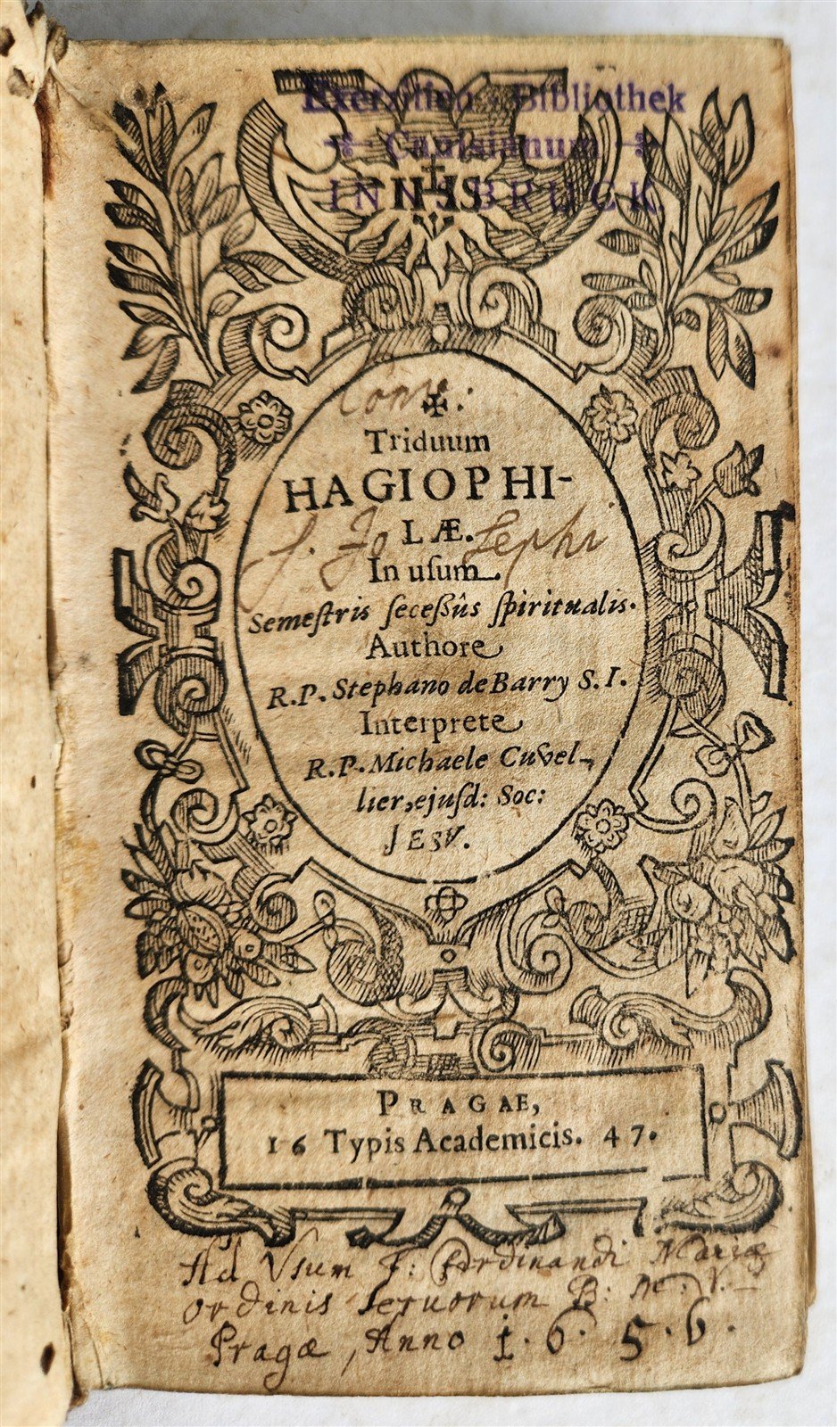 1647 TRIDUUM HAGIOPHILUM by Stephanus de Barry PRINTED in PRAGUE antique VELLUM