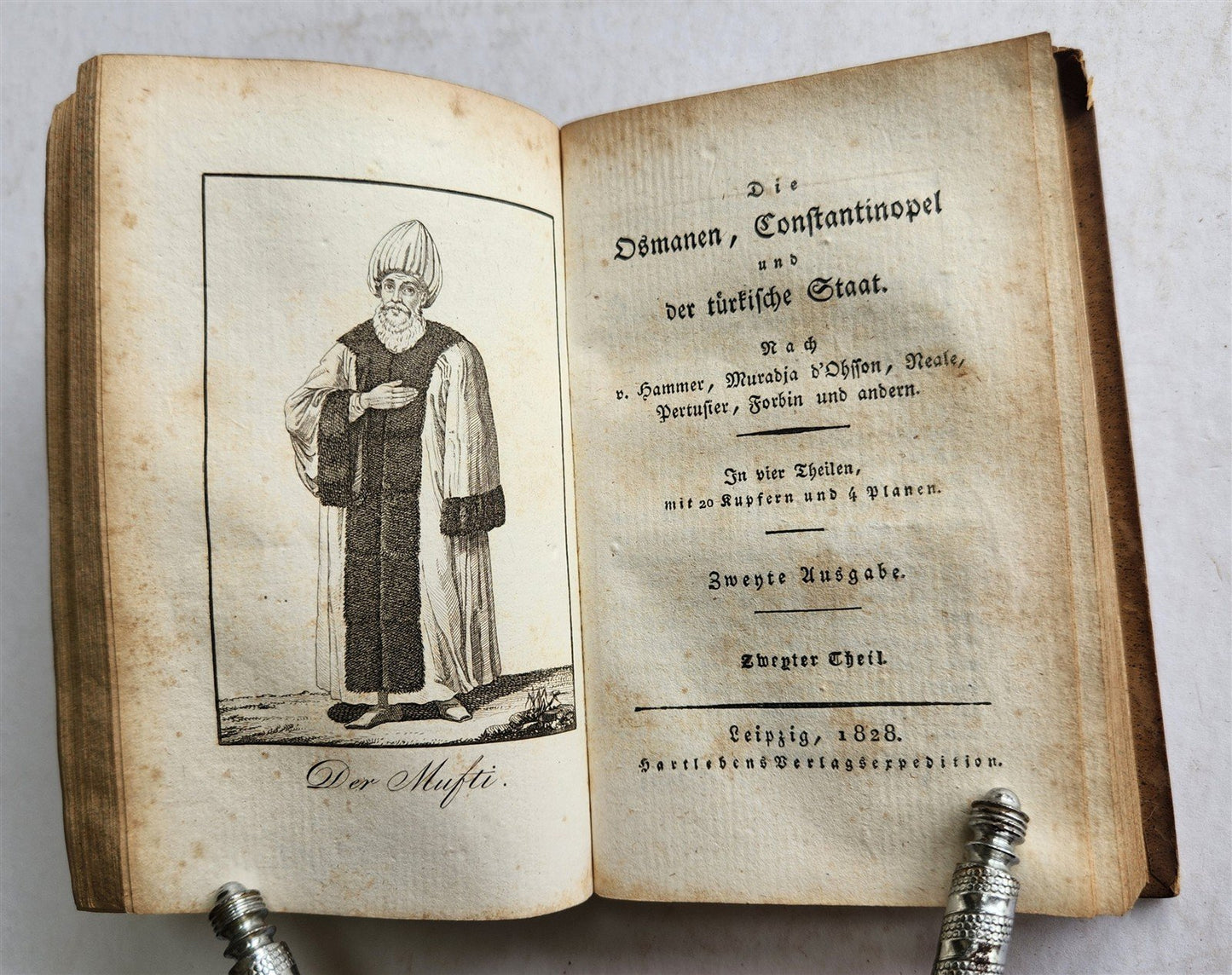 1828 CONSTANTINOPLE & TURKISH STATE antique ILLUSTRATED 2 volumes in German