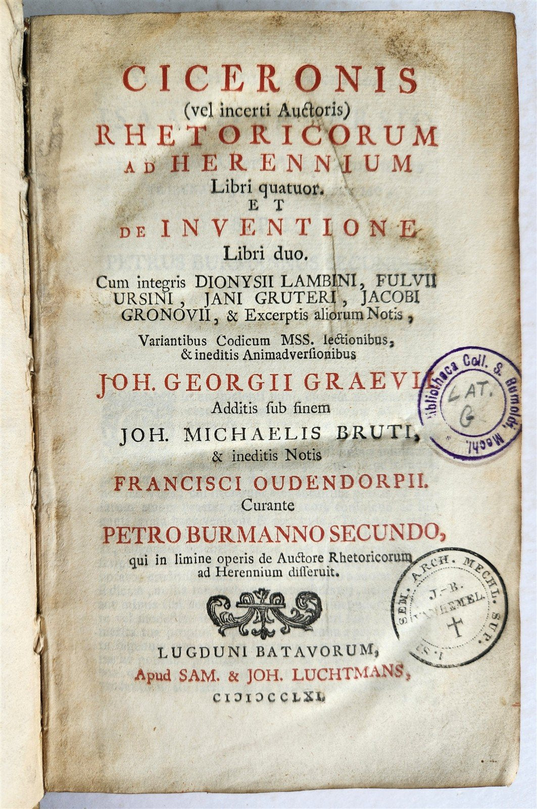 1761 CICERO Rhetoricorum ad Herennium DECORATIVE VELLUM BINDING antique