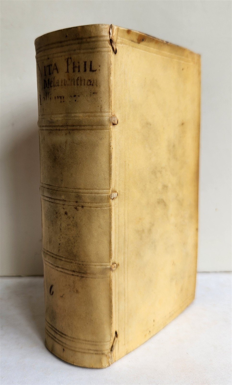 1592 PHILLIP MELANCHTHON BIOGRAPHY antique VELLUM BINDING 16th CENTURY