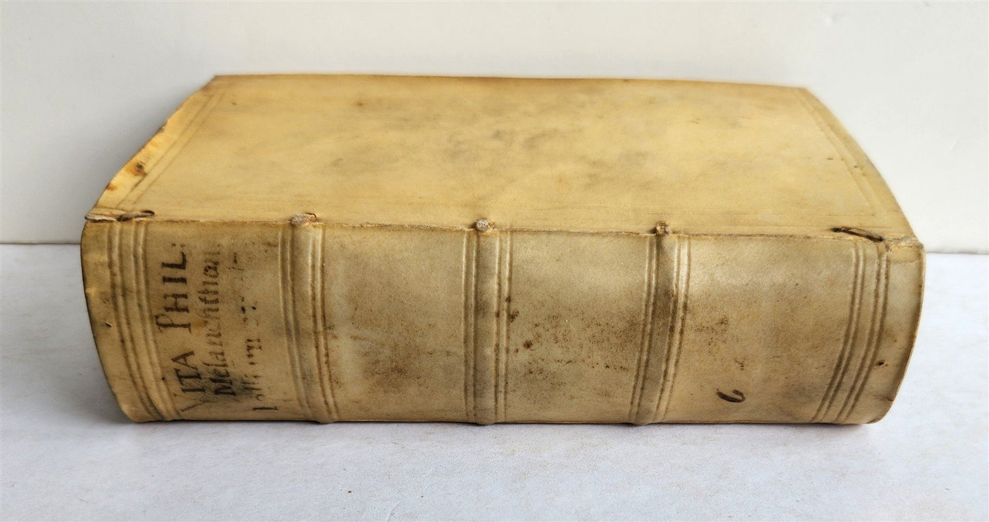 1592 PHILLIP MELANCHTHON BIOGRAPHY antique VELLUM BINDING 16th CENTURY