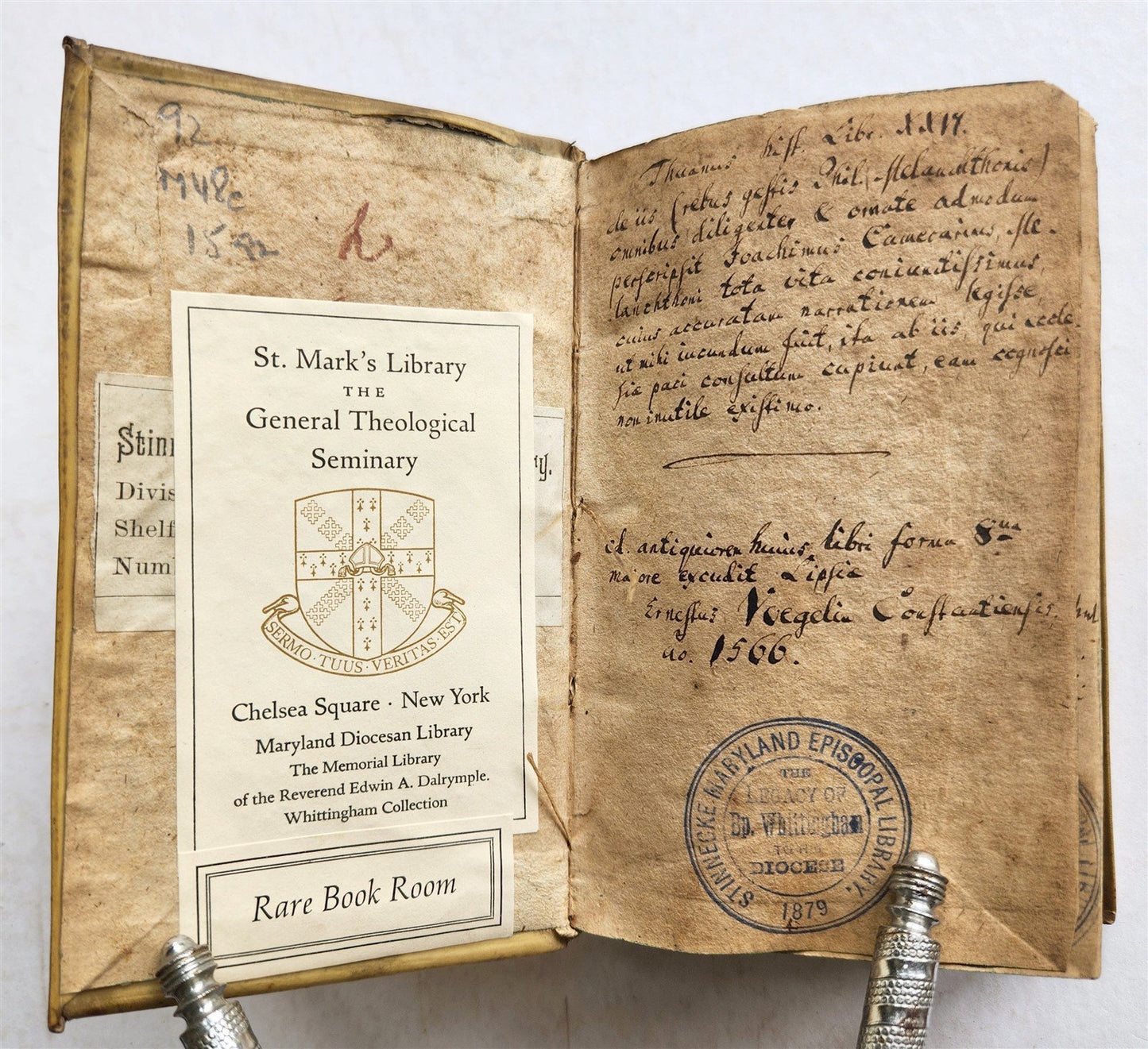 1592 PHILLIP MELANCHTHON BIOGRAPHY antique VELLUM BINDING 16th CENTURY