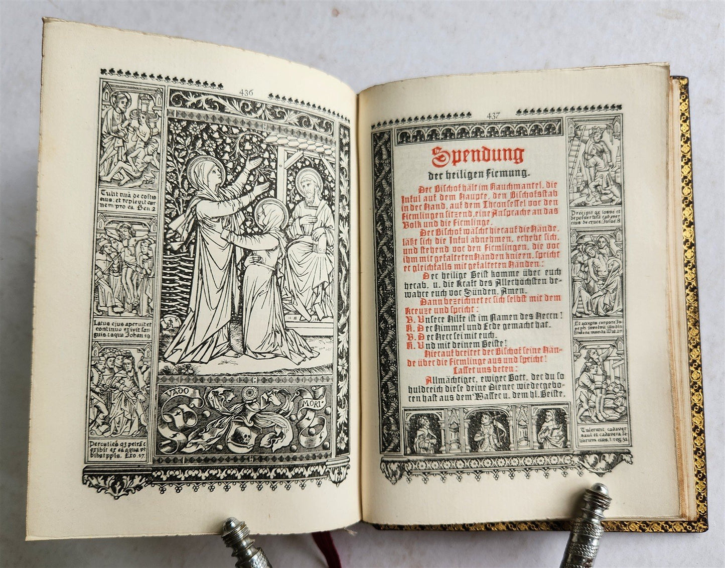 1882 Catholicum Romanum antique ILLUSTRATED PRAYER BOOK in GERMAN