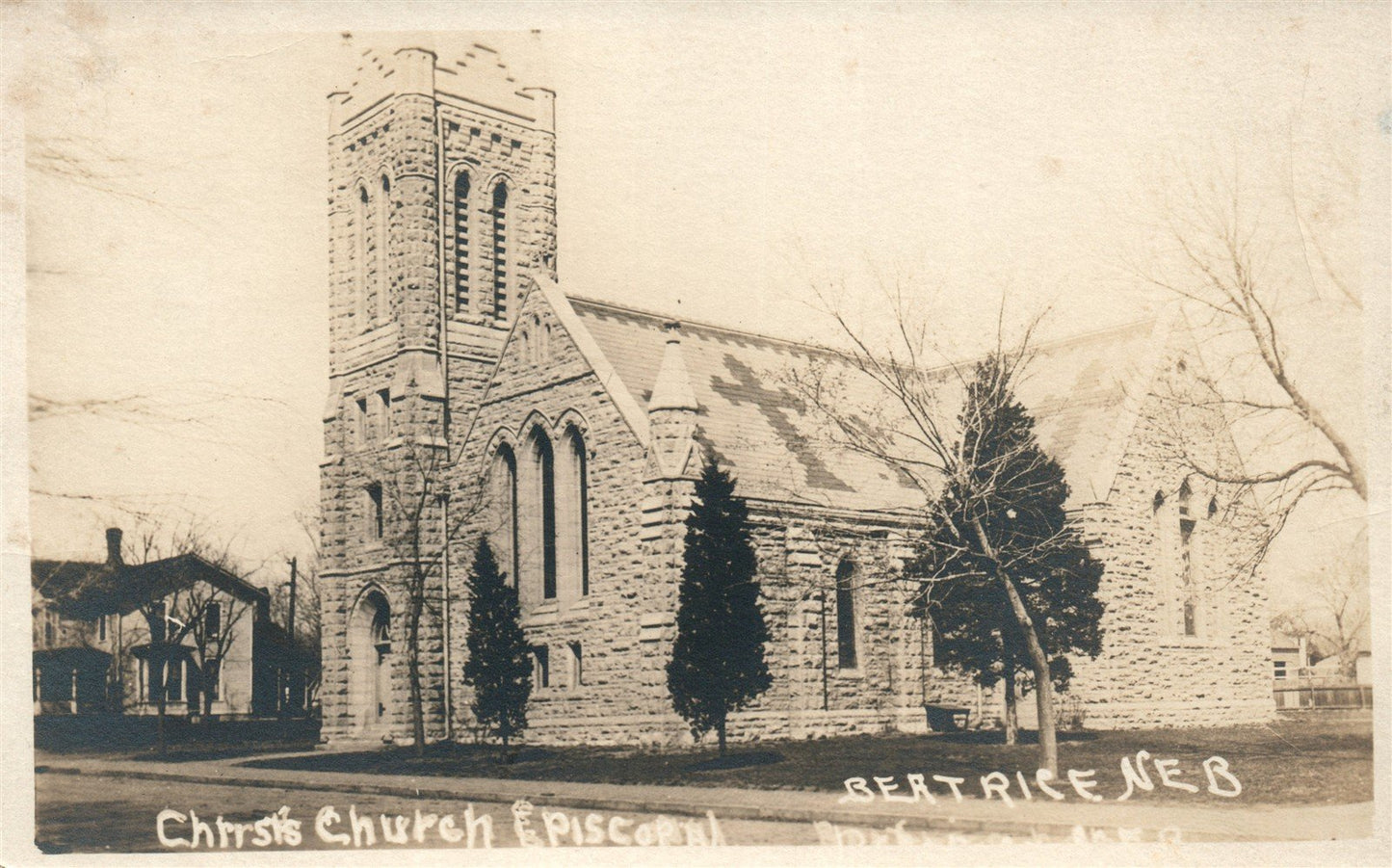 BEATRICE NE CHRIST'S CHURCH ANTIQUE REAL PHOTO POSTCARD RPPC
