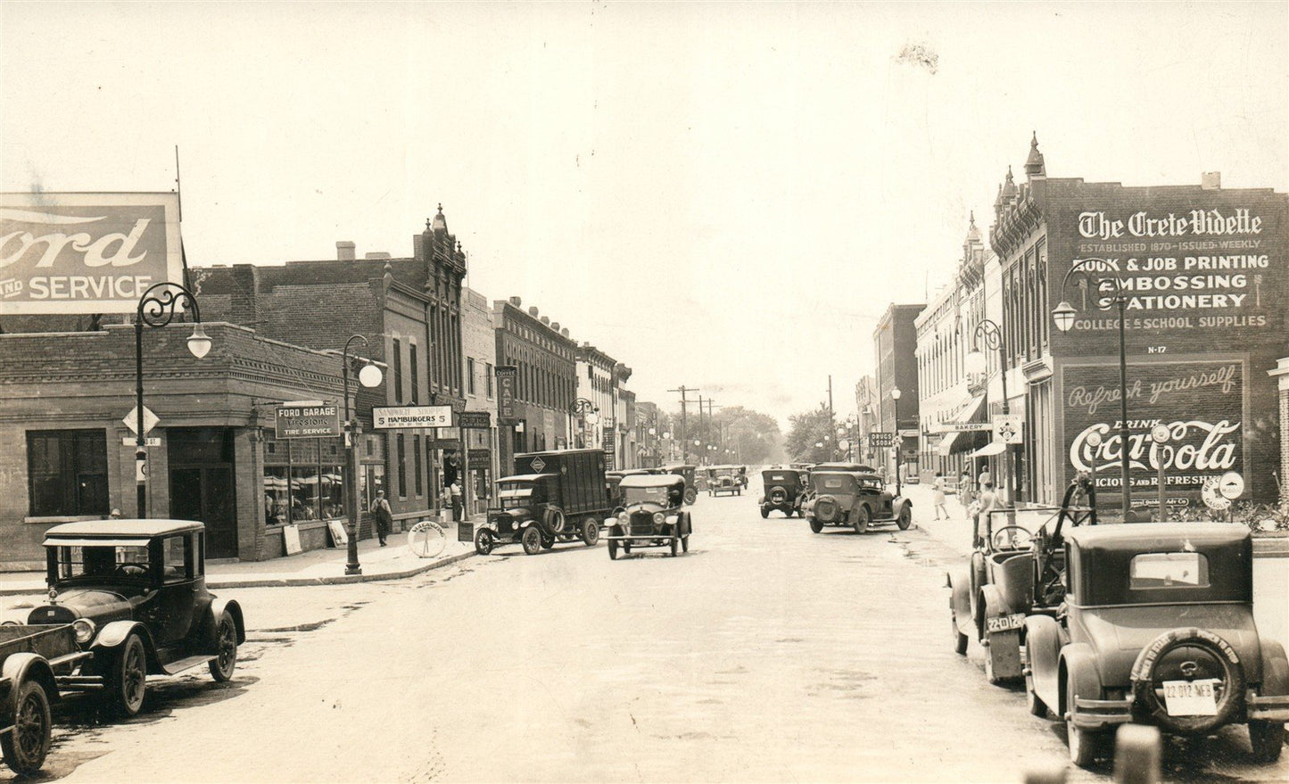 CRETE NE STREET SCENE COCA COLA SIGN ANTIQUE REAL PHOTO POSTCARD RPPC