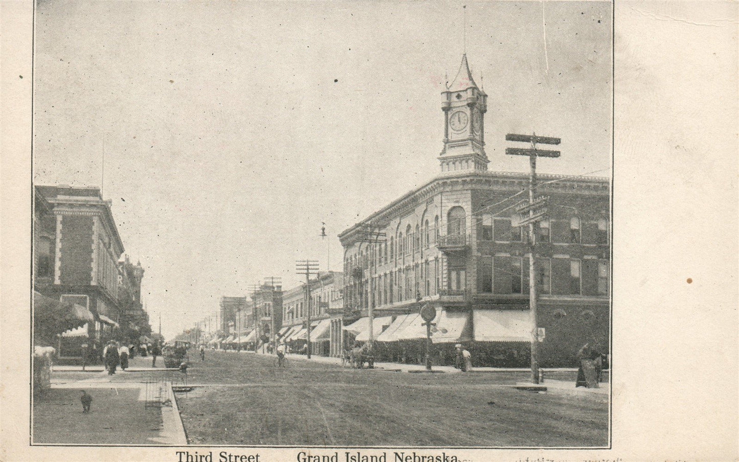 GRAND ISLAND NE THIRD STREET ANTIQUE POSTCARD